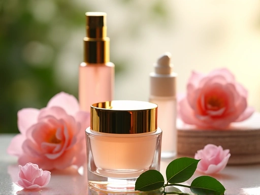 Luxury anti-aging skincare creams and serums with natural botanical elements